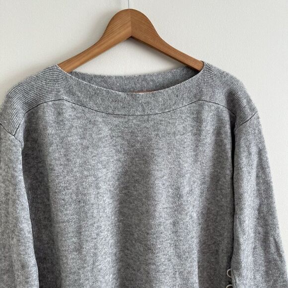 Anthropologie Boat Neck Pullover Sweater S Gray Oversized Buttons Preppy Boho - Picture 8 of 10